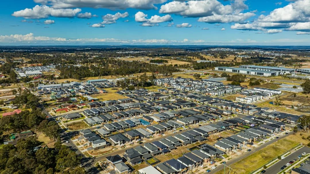 Aerial view of suburban streets