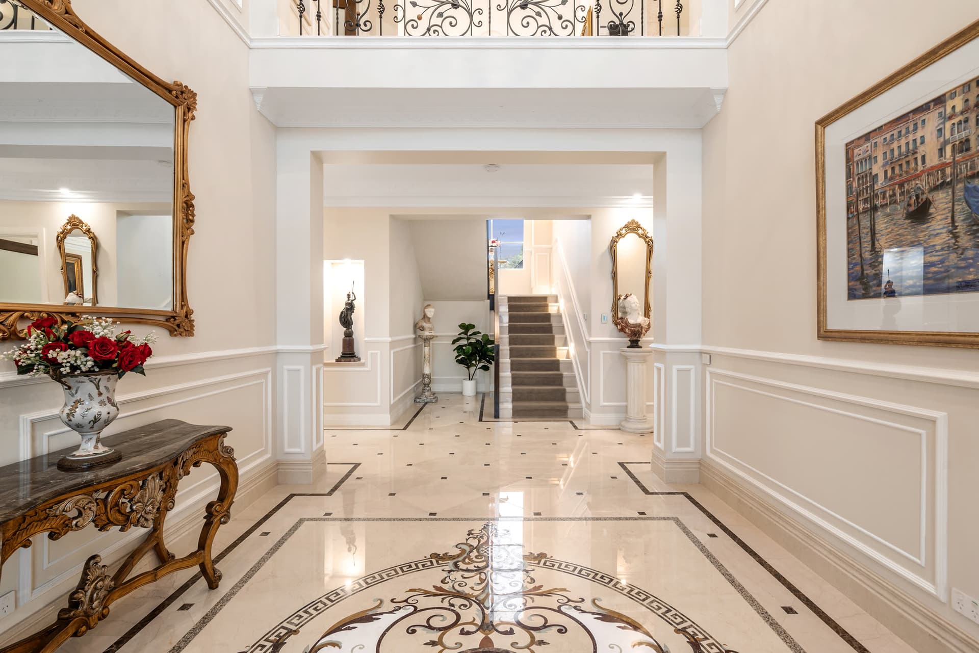 The marble entry foyer at 5 Princely Terrace, Templestowe