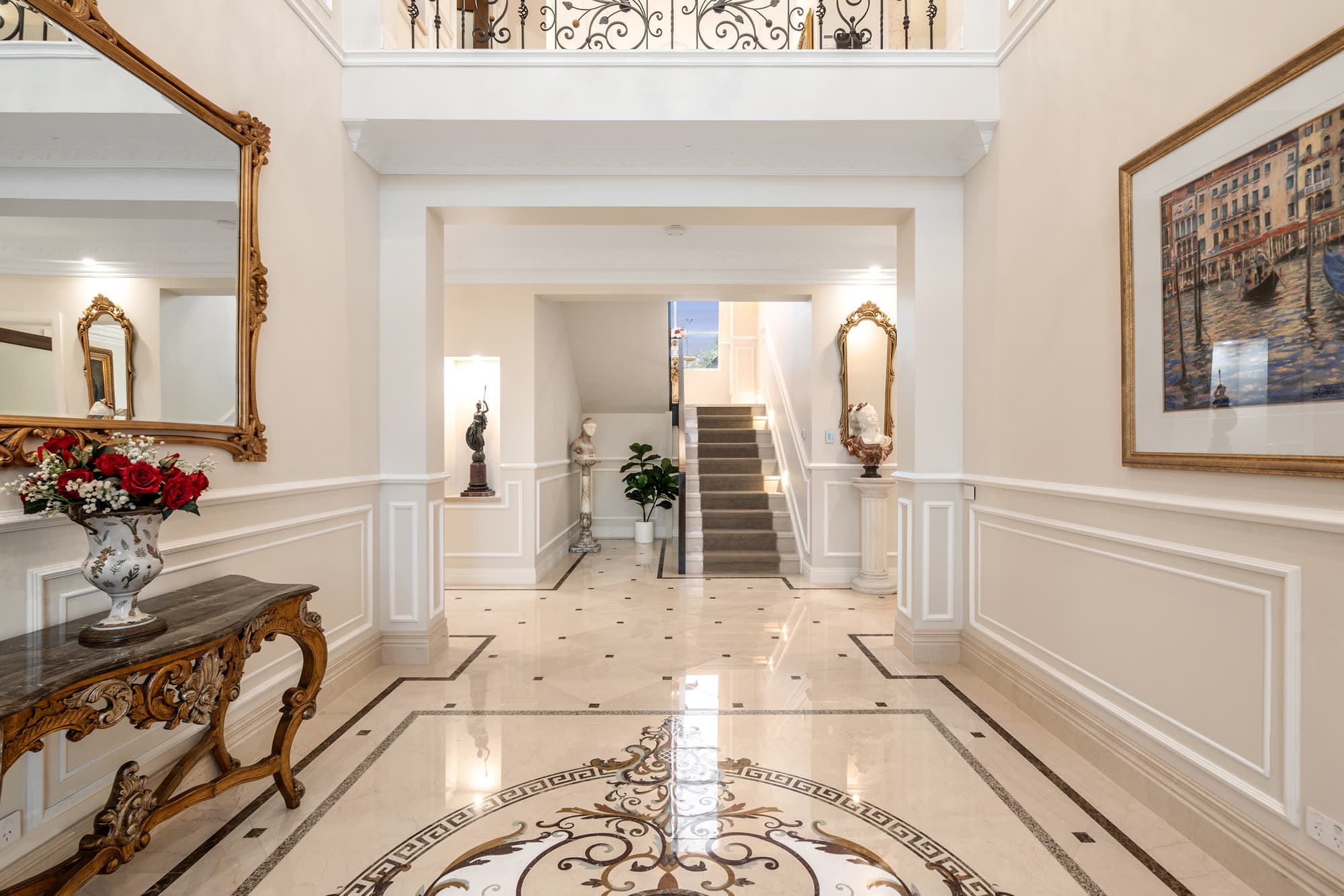 The marble entry foyer at 5 Princely Terrace, Templestowe